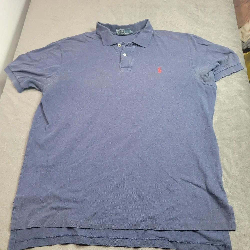 Polo Ralph Lauren Mens‎ Blue Short Sleeve Polo Shirt L Cotton Casual Embroidered